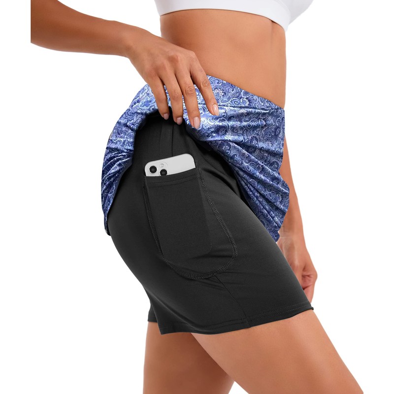 vbcdwa Womens Knee Length Skorts Skirts with Pockets Shorts High