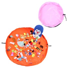 Guador Pack of 2 Toy Tidy Bag Carpet Blanket Sack for Toy Storage Mat Bag Play Mat Sack Drawstring with Cap Like Travel Bag Tidy Bag for Children (Orange and Pink)