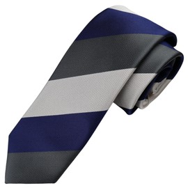 Michi Kolondon MKJ-036 Wrinkle-Resistant Bonding Processing Fabric Lined Volume, Made in Japan Necktie Brand KOSHINO Striped Pattern, 100% Silk, Unisex, multicolor (gray / navy)