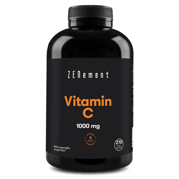 Vitamin C, 1000 mg, 270 tablets, contributes to reducing fatigue and exhaustion, vegan, cement
