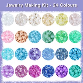 Yholin 4mm Glass Seed Beads, 6/0 Small Pony Beads Jewelry Friendship Bracelet Making Kit, Tiny Waist Letter Beads, DIY Art Craft Gifts