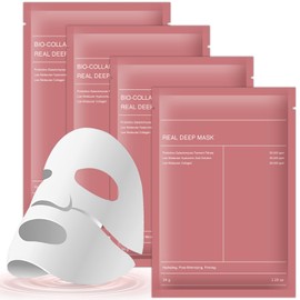 Mascarillas FacialesCollagen Mask,Mascarilla de biocolágeno Hidratación Duradera,Reduce los poros, Mejora la elasticidad. (4PCS)                      