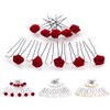 Bridal Hair Jewellery Set of 3-S Bordeaux Red 15-Piece Set