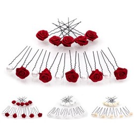 Bridal Hair Jewellery Set of 3-S Bordeaux Red 15-Piece Set