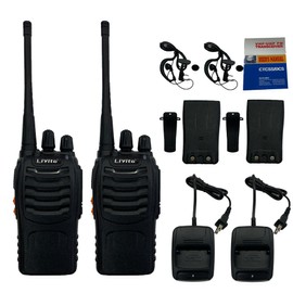 Liyito Two-Way Radio with Earpieces, UHF Handheld Walkie Talkies, Long Range, Rechargeable, 2 Pack