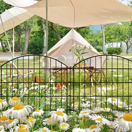 Thealyn Metal Garden Fence 32 inch H x 28 inch W (10 Panels, Total Length 23 ft) Dog Fence No Dig Fence Rustproof Animal Barrier Fencing Border Fence for Dog, Rabbits, and Patio,Yard