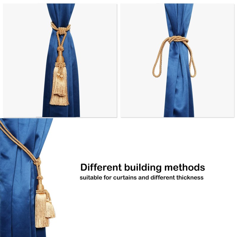 MALOINTEX 2 Pack Curtain Dual Tassel Tiebacks Tie-Backs, Handmade Rope