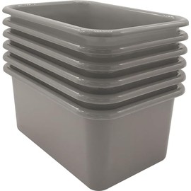 Teacher Created Resources Gray Small Plastic Storage Bin 6-Pack (TCR2088581)