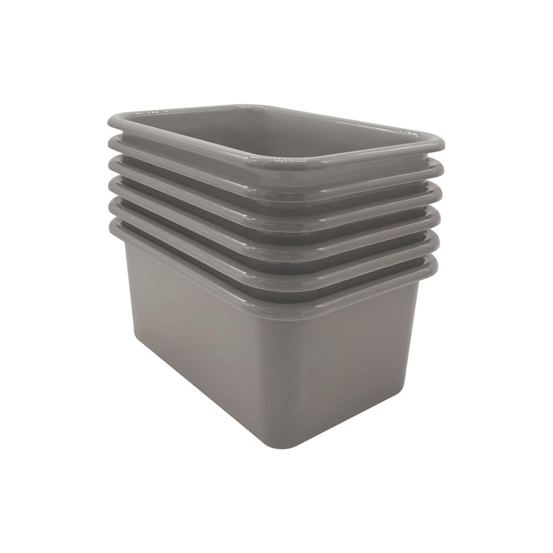 Teacher Created Resources Gray Small Plastic Storage Bin 6-Pack (TCR2088581)