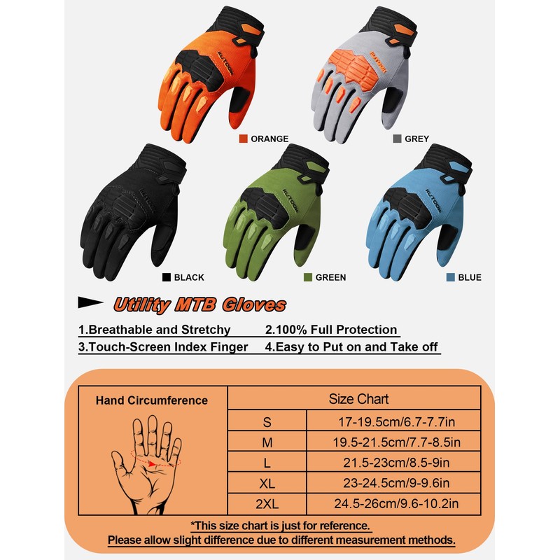 KUTOOK Moutain Bike Gloves for Men Cycling Dirt Bike Accessories