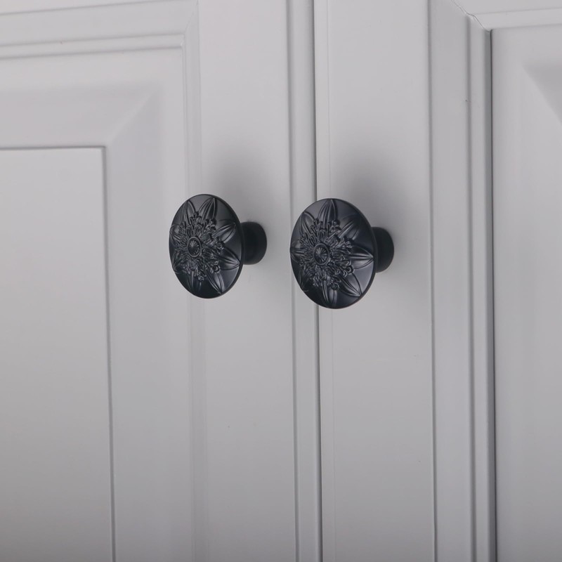 Xlroaafs 16 Pack Black Cabinet Hardware Knobs,1.4" Round Matte Black
