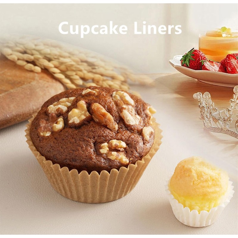 500pcs Natural Cupcake Liners,Muffin Linner, Oil Resistant, high Temperature Resistant,