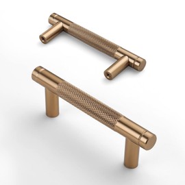 Asidrama 10 Pack 3 Inch(76mm) Champagne Bronze Cabinet Pulls Knurled Cabinet Handles Cupboard Handles Gold Kitchen Cabinet Hardware for Cupboard Drawer Handles Dresser Pulls