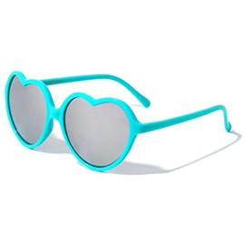 Neon Color Frame Rounded Plastic Retro Heart Shape Sunglasses PT0031-NEON (Aqua)