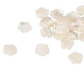 Airssory 20 Pcs Natural Shell Loose 5-Petals Flower Shaped Charms Drilled Beads Strands for DIY Jewelry Making Craftings Accessories Home Decoration - 11x3mm