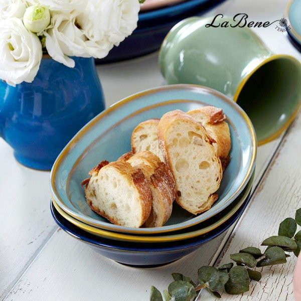 Lavene oval mini salad bowl 1+1 (total 2p), Coral Blue