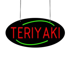 LED TERIYAKI Neon Sign, 20”x10”, Business Signboards for Japanese Restaurant, Food Truck, Pure Black Acrylic Backsplash, Easy Installation, Energy-saving, Suitable for Hanging on Store Wall Window as Room Decoration (TERIYAKI)
