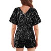 MANER Women’s Sequin Romper Sparkly Short Jumpsuit Party Concert Outfit