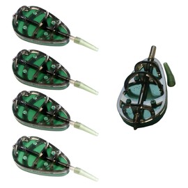 Sheriffdrink 5 Pcs Inline Method Feeders, Brass, Green, Cylinder, Perfect for Long-distance Casting, Lakes and Rivers, All Skill Levels