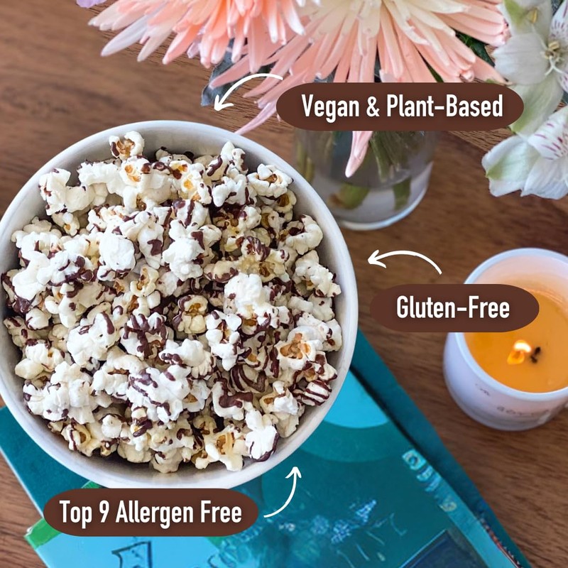 Safe + Fair Kettle Popped Gourmet Popcorn, Vegan Dark Chocolaty