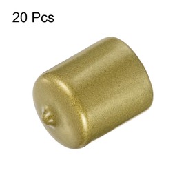 QUARKZMAN Pack of 20 Rubber Caps Rubber End Caps 24 mm ID Rubber Plugs Sealing Cap Vinyl PVC Bolt Cap Screw Thread Round Tube Bolt Cap Cover Thread Protection, Golden
