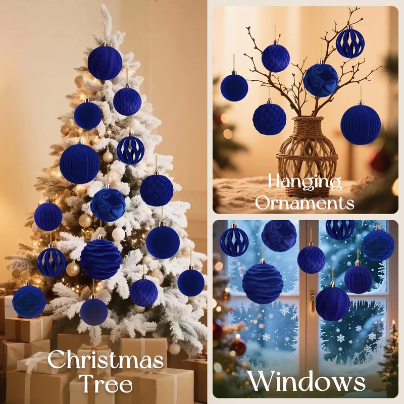 Velvet Hanging Ball Ornaments Set for Christmas Tree