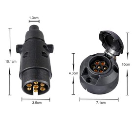 BEIJISTAR 7 Pin Trailer Plug & 7 Pin Trailer Socket with Rubber Gasket, 12V Waterproof 7 Pin Trailer Plug Socket Connector, for Truck RV Cars Boat Caravan Trailer Accessories Adapter (Rubber Boot)