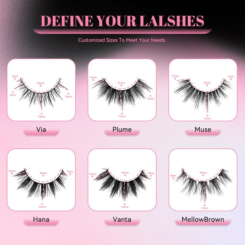 uCoolMe Lashes Cluster Lashes Strip Lashes Volumized False Eyelashes For