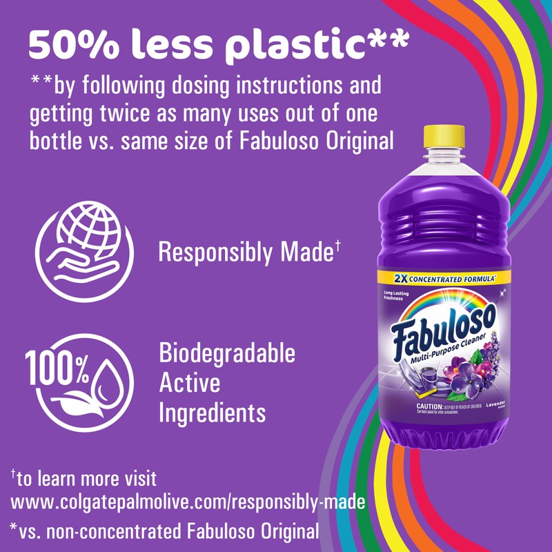 Fabuloso Multi-Purpose Cleaner & Floor Cleaner, 2X Concentrated, Lavender Scent,