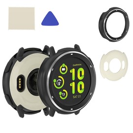 For Garmin vívoactive 5 / active 5, Lightweight Design, Metal Frame Case, Strong Protection, Easy Removal, High Hardness PC Back Case Included, Cleaning Cloth & Open Tool Included, Watch Sold Separately (Black)