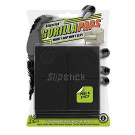 Slipstick GorillaPads Non Slip Furniture Pads/Gripper Feet Floor Protectors (Set of 16) Premium 2 Inch Square Self Adhesive Rubber Pads for Furniture Legs, Black, CB153-16