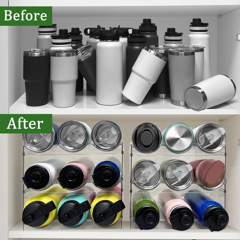 Spaclear 3 Pack Water Bottle Organizer, Stackable Kitchen Home Organization