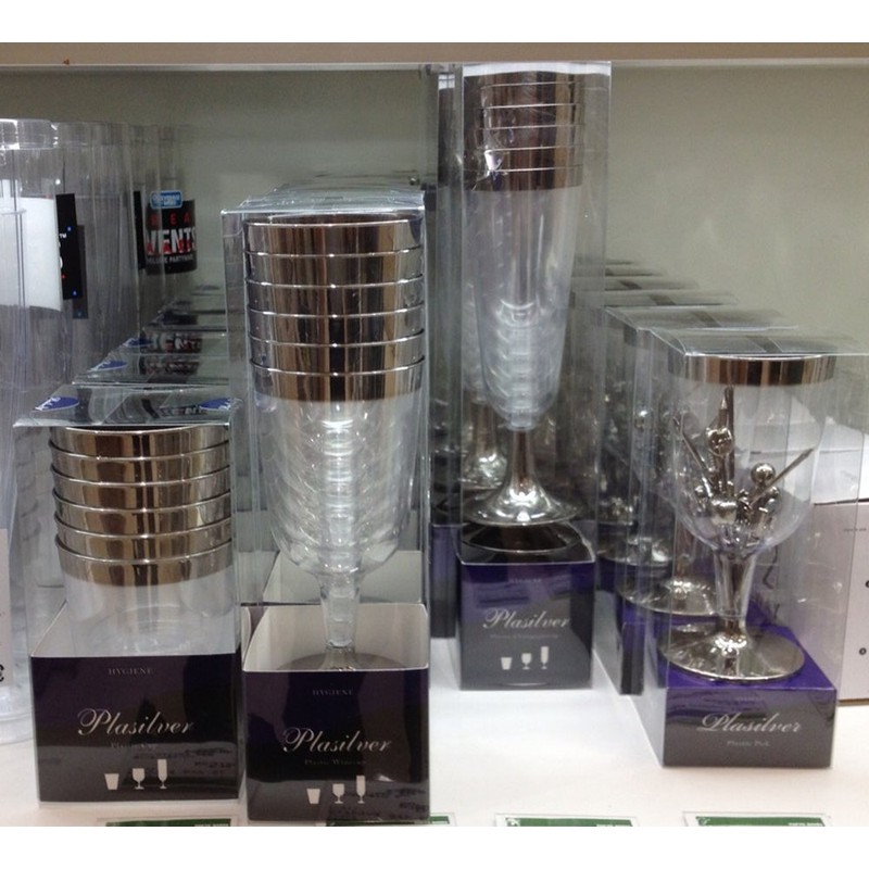 Plastic Silver Cup Plastic Cup 300cc (Pack of 6) Disposable