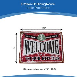 Rustic Placemats Set of 4 - Perfect for Kitchen and Retro Dining Room Table Decor | Farmhouse Place Mats