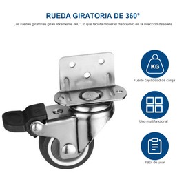 Ruedas para Muebles en Forma de L, BOJA 4 Piezas Llantitas para Muebles, Ruedas para Muebles Pesados con Función de Freno, Ruedas para Mesita de Noche, Mesa, Armario, Rodachines para Mover Muebles