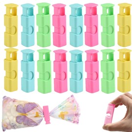 24 PCS Food Clips, Food Storage Bag Clips, Bread Bag Clips for Food Storage with Air Tight Seal Grip, Food Clips Bag Sealing Clips, Plastic Sealing Clip for Bread Reusable (4 Color)