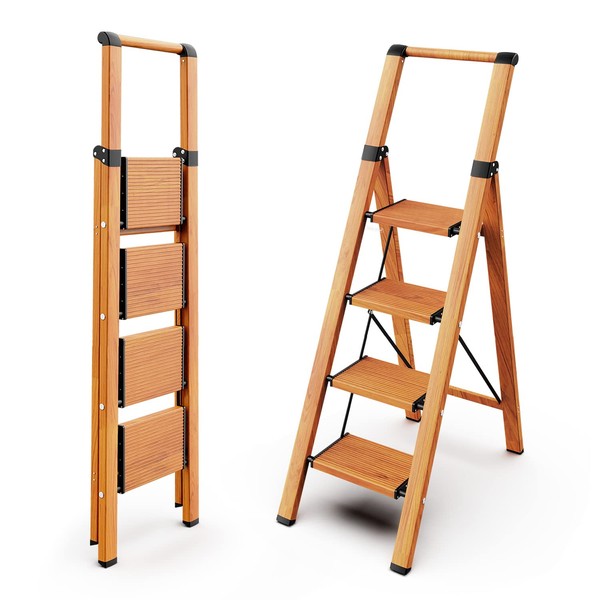 WOA WOA 4 Step Ladder, Ladders for Home, Anti-Slip Pedals,