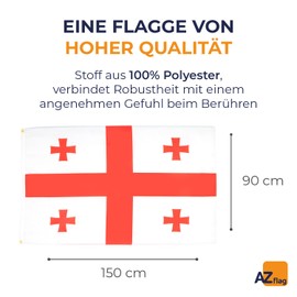 AZ FLAG - Flagge Georgien - 150x90 cm - Georgische Fahne 100% Polyester mit Messing-Ösen - 110g