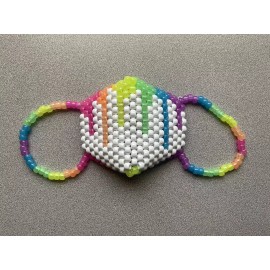 Glow in the Dark Rainbow Drip White Kandi Surgical Mask