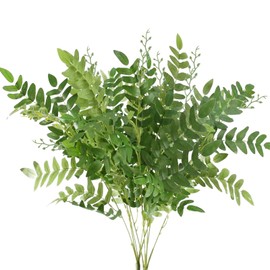 AILANDA 2 Bundles Artificial Greenery Stems Faux Shrub Bushes Silk Locust Green Leaf Bouquet Fake Plants for Home Decor Floral Arrangement Wedding Party Garden Farmhouse Centerpiece
