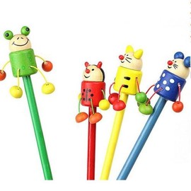Shake-it Character Wooden Pencils (Sold in a pack of 12, 3 of each of 4 types) / 흔들이캐릭터목각연필(4종 3개씩 12개 묶음판매)