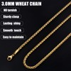 Fiusem 14K Gold Plated Wheat Chain Necklace for Men, 3mm