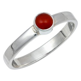 JEWELSTREZORO Cabochon-Karneol Edelstein Band Ring 925 Sterling Silber Ring Männer & Frauen Band Ring Alle Größen Band Ring Handgefertigt TSR106J_52 (16.6)