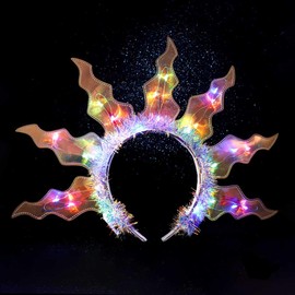 JAKAWIN Ligh Up Flame Headband LED Fire Hair Band Glowing Costume Headbands Rave Hair Accessories for Women （Yellow）