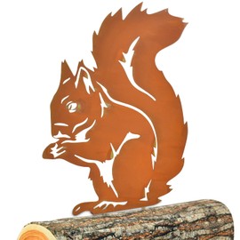 Metall Rost Gartendeko als Eichhörnchen Figur, Rost Deko für Garten, Gartendeko Eichhörnchen aus Eisen Höhe 28 CM x Breite 21 CM, Edelrost Eichhörnchen, Rost Deko für Garten Balkon & Terrasse