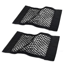 Car Boot Net Bag, Pack of 2, 60 x 25 cm, Universal Boot Net, Protective Net, Elastic Boot Storage Net with Velcro Fastening for Car/SUV, Nylon Luggage Net