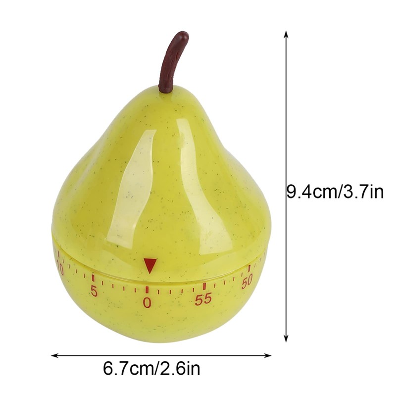 Cartoon Timer, Mechanical Kitchen Timer Pear Shape Manual Rotating Countdown