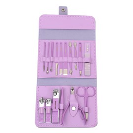 16 in 1 Nail Clipper Set Manicure Pedicure Set Professional Stainless Steel Cuticle trimmer Grooming Kit for Men - Purple