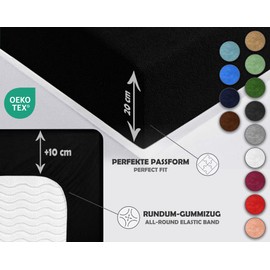 Sesto Senso Fitted Sheet 160 x 200 cm Black Skin Colour for Topper Terry Cloth with Elastic Band 100% Cotton