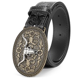 Beltroad Western Leather Buckle Belt for Men Women Cowboy Cowgirl Leather Mens Belts for Jeans Men's Christmas Belts Gifts